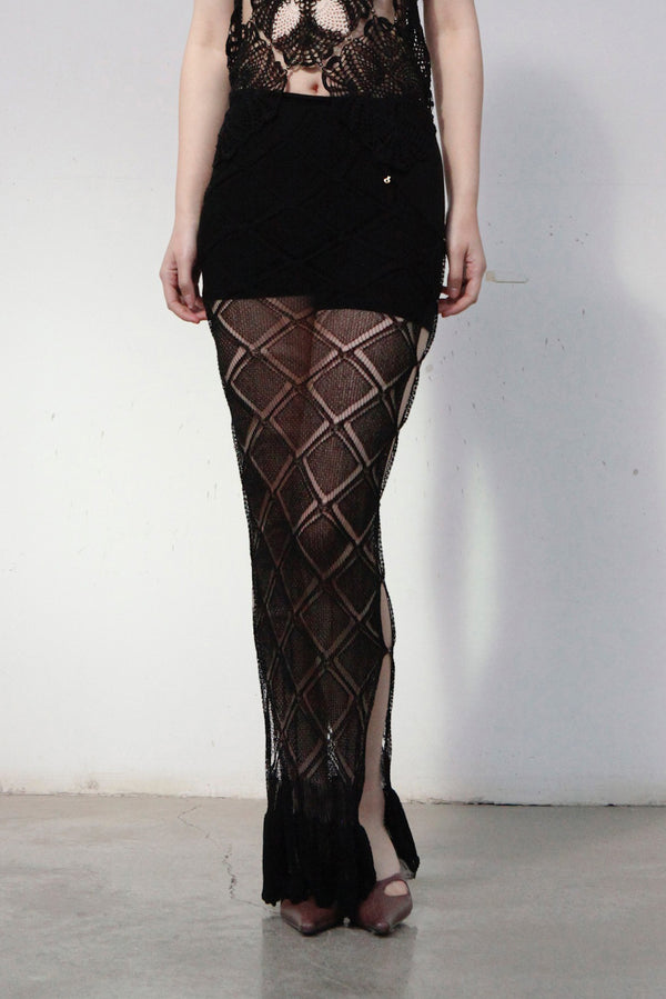 RUI hollow knitted half skirt RSS23KN13 ONYX black